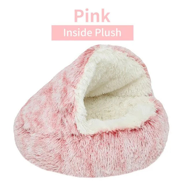 Round bed for plush cat or dog